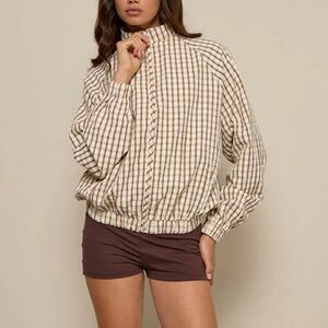 Kalle Shell Jacket In Brown Check - Motel Rocks